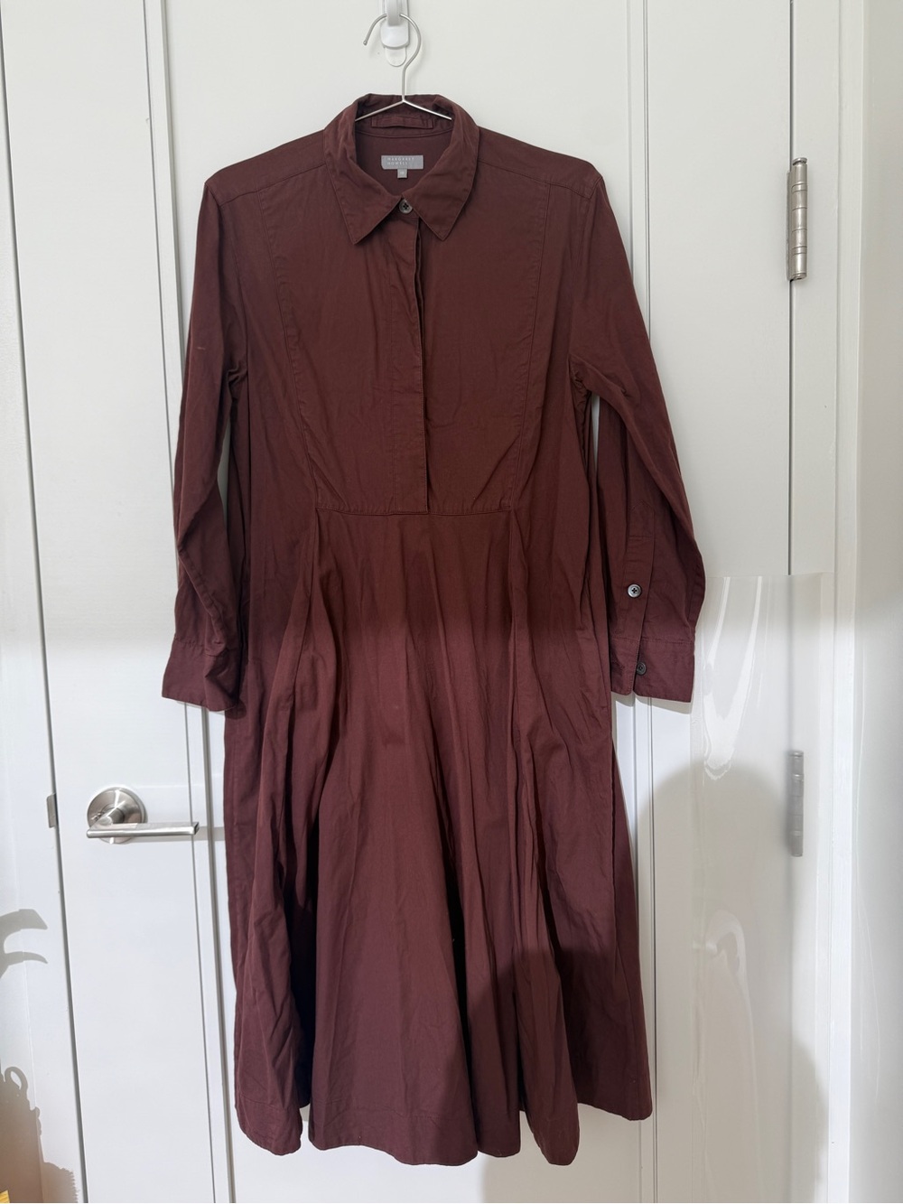 Margaret Howell Long-Sleeve Button Shirt — Burgundy